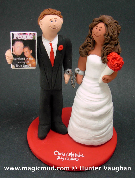 "Arrested in the Name Of True Love" Wedding Cake Topper