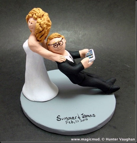 Bride Dragging Groom Wedding Cake Topper