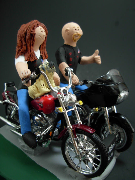 Harley Riding Bride and Groom Wedding Cake Topper - video