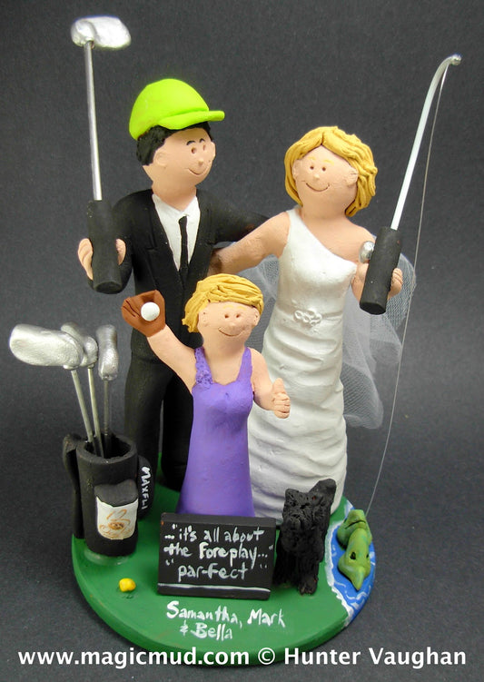 Daughter with Bride and Groom Wedding Cake Topper