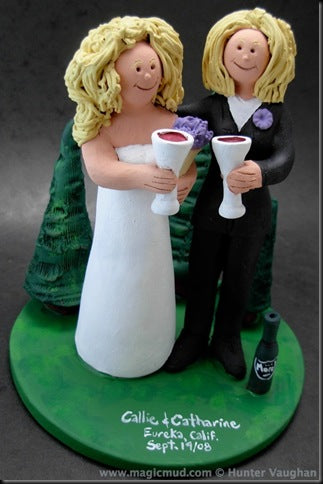 Gay Bride in Suit Wedding Cake Topper