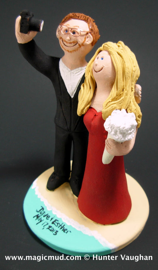 Self Portrait with Camera Photographers Wedding Cake Topper
