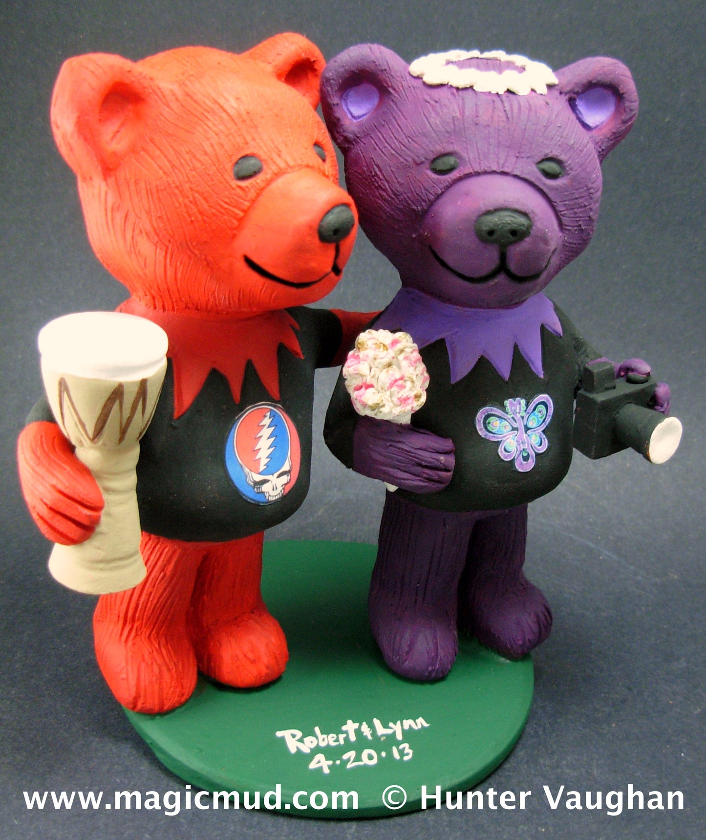 Bear with Djembe Drum Wedding Cake Topper