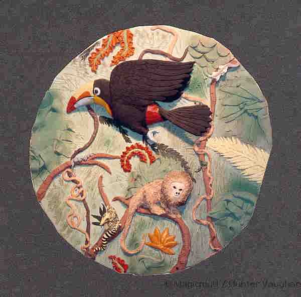 Custom Clay Tile Of Toucan in Jungle