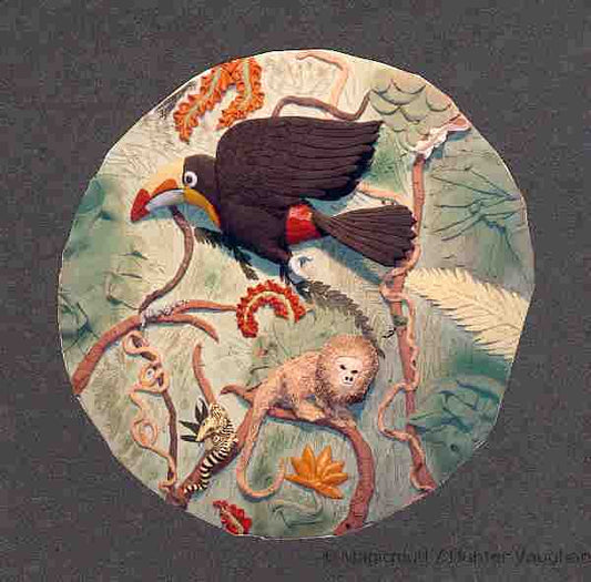 Custom Clay Tile Of Toucan in Jungle
