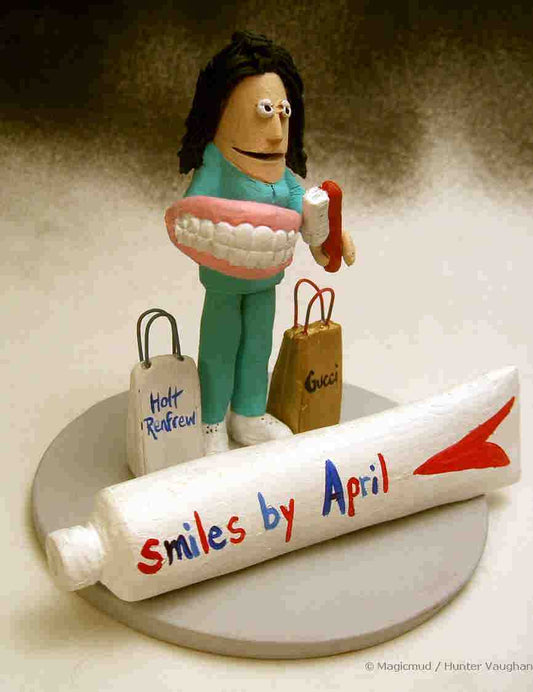 Personalized gift for a Dental Graduate!...Her name on the toothpaste tube and She's in action cleaning a set of teeth