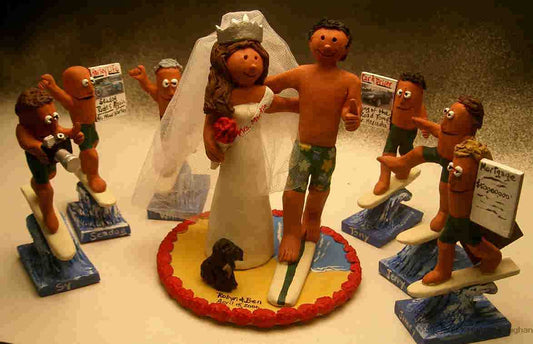 On the Beach Wedding Cake Topper and Best Men's Figurines