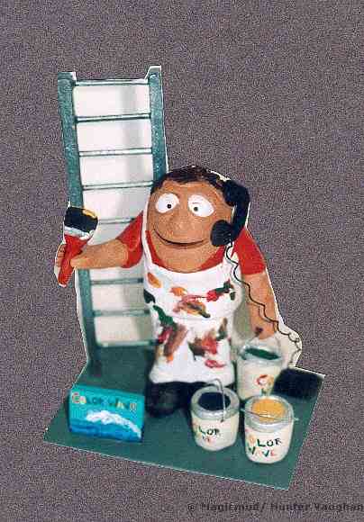 Occupational figurine of a house painter in action