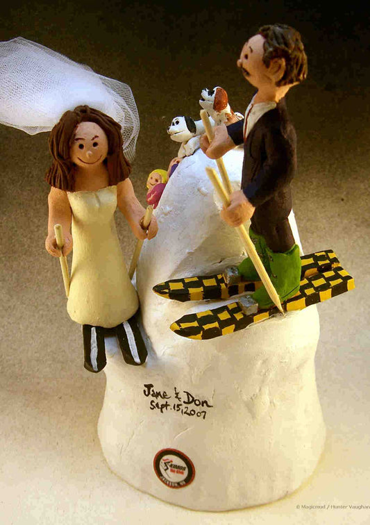 Skier's Wedding Cake Topper