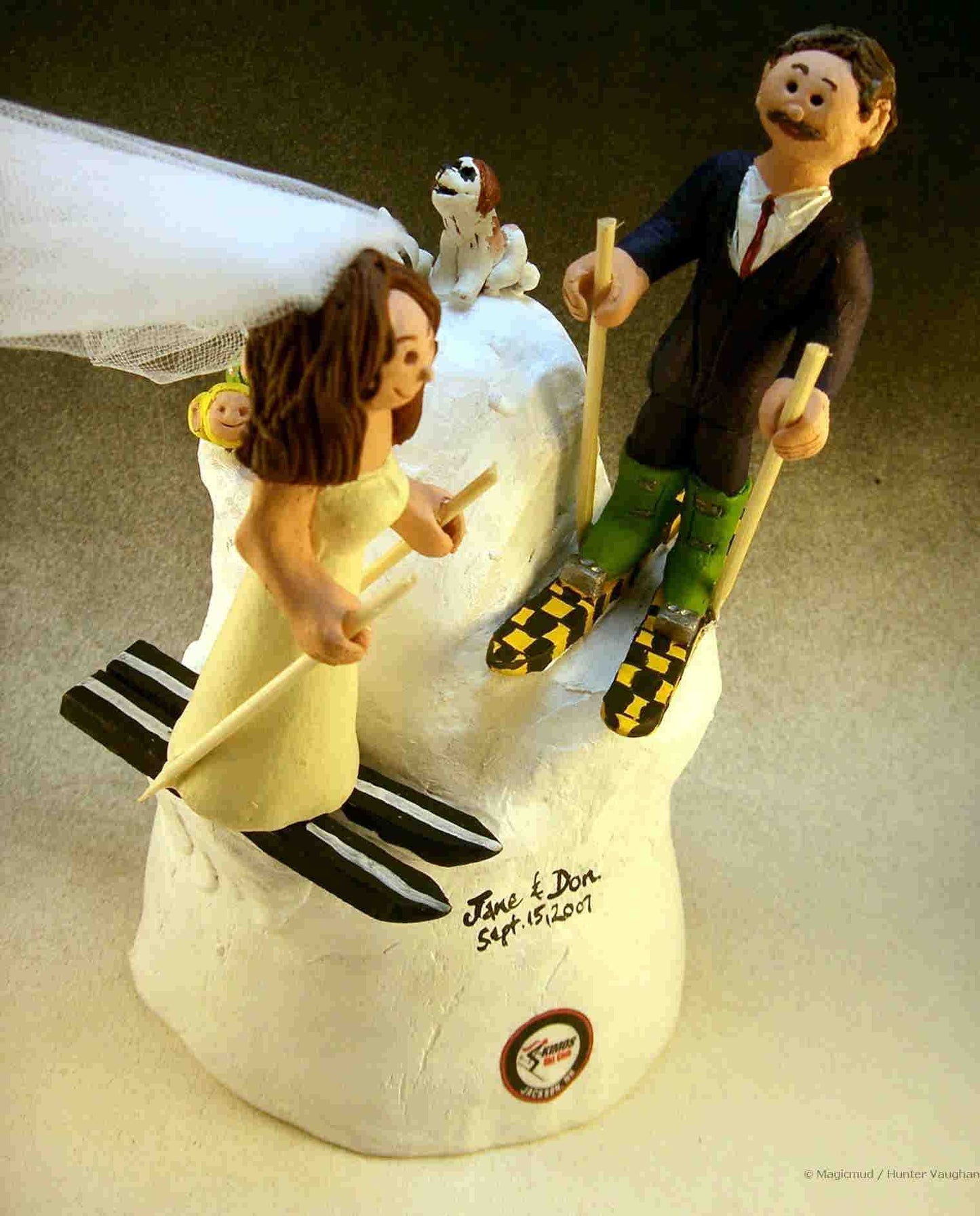 Skier's Wedding Cake Topper