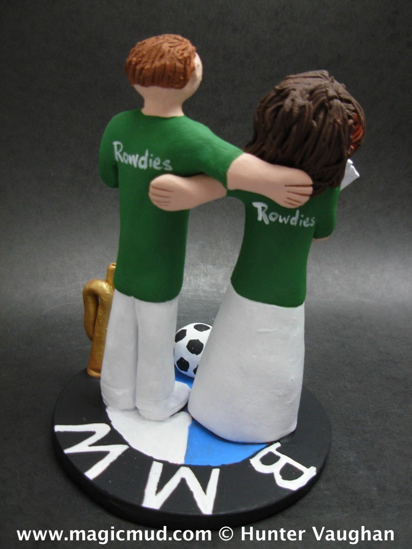 Soccer Fan's Wedding Cake Topper, back of jerseys