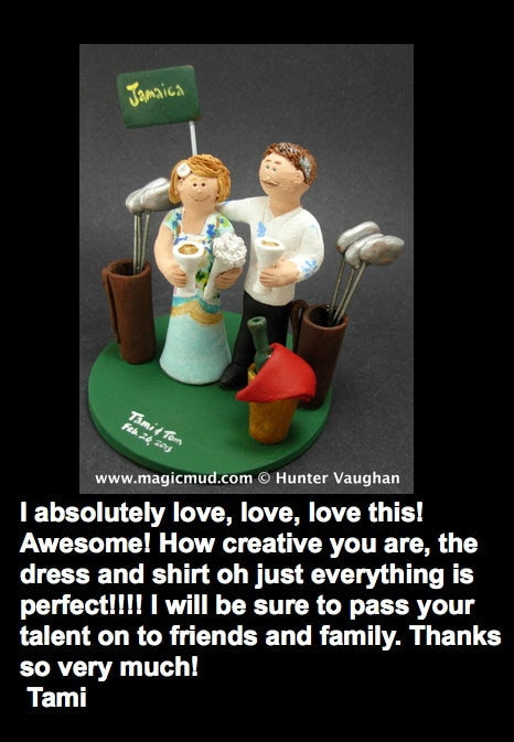 Golfing Wedding Cake Toppers, Custom Made Golfers Wedding Cake Topper - Wedding Cake Topper for Golfing Bride and Groom - Golf Cake Topper