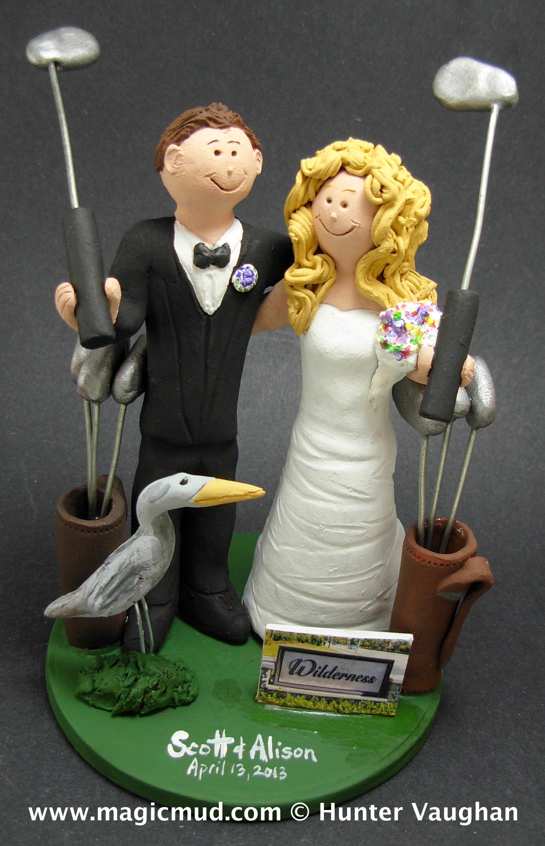 Golfing Wedding Cake Toppers, Custom Made Golfers Wedding Cake