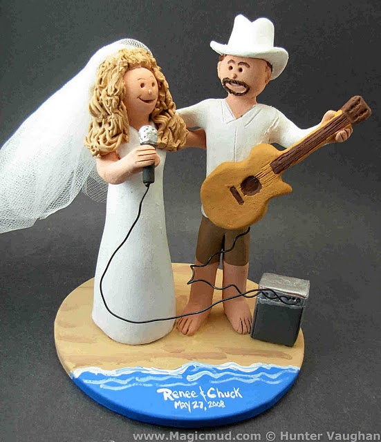 Rock n Roll Guitarist's Wedding Cake Toppers, Custom Made Rock Star Wedding Cake Topper - Guitar Wedding Cake Topper