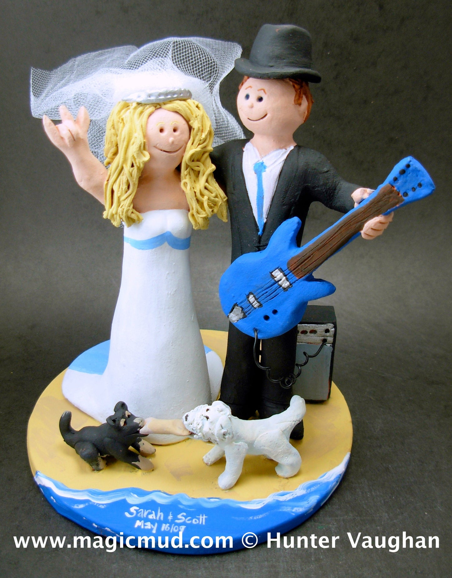 Rock n Roll Guitarist's Wedding Cake Toppers, Custom Made Rock Star Wedding Cake Topper - Guitar Wedding Cake Topper