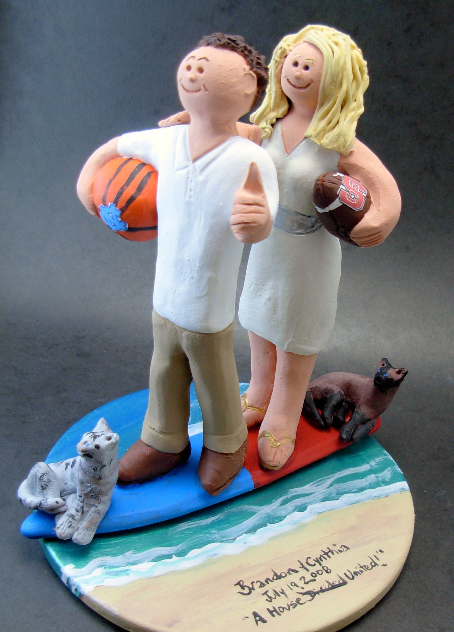 College Football Wedding Cake Topper, Football Bride Wedding Cake Topper - Football Fan's Wedding Cake Topper - iWeddingCakeToppers