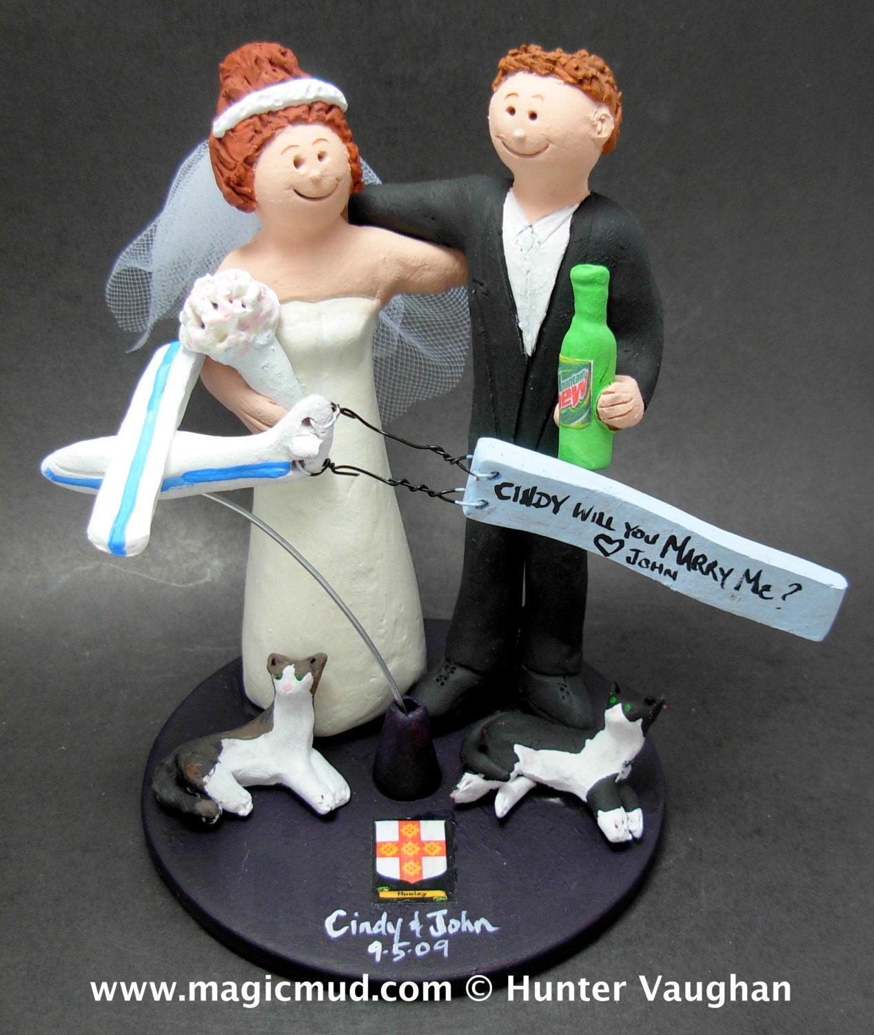 Airplane Pilot's Wedding Cake Topper - Bride and Groom in Airplane Wedding Cake Topper - Wedding Cake Topper for a Pilot- Pilot Figurine - iWeddingCakeToppers