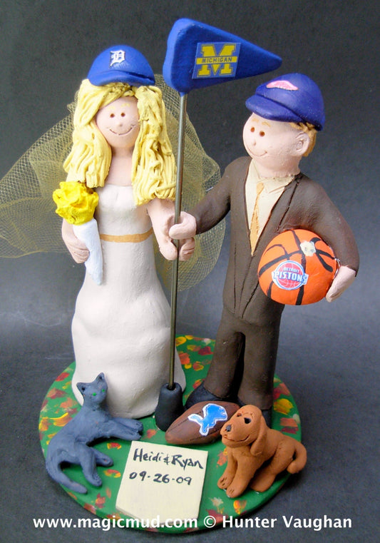 Basketball Wedding Cake Topper - Michigan State Wedding Cake Topper - Detroit Tigers Wedding cake topper - Red Wings Wedding Cake Topper