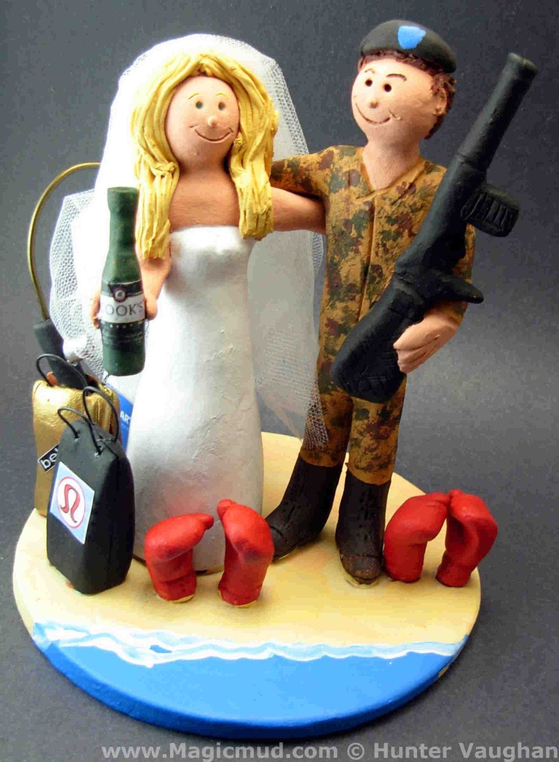 Beach Destination Wedding Cake Topper - Shopping Diva Wedding Cake Topper - Hawaiian Wedding Cake Topper -Beach side Wedding Cake Topper - iWeddingCakeToppers