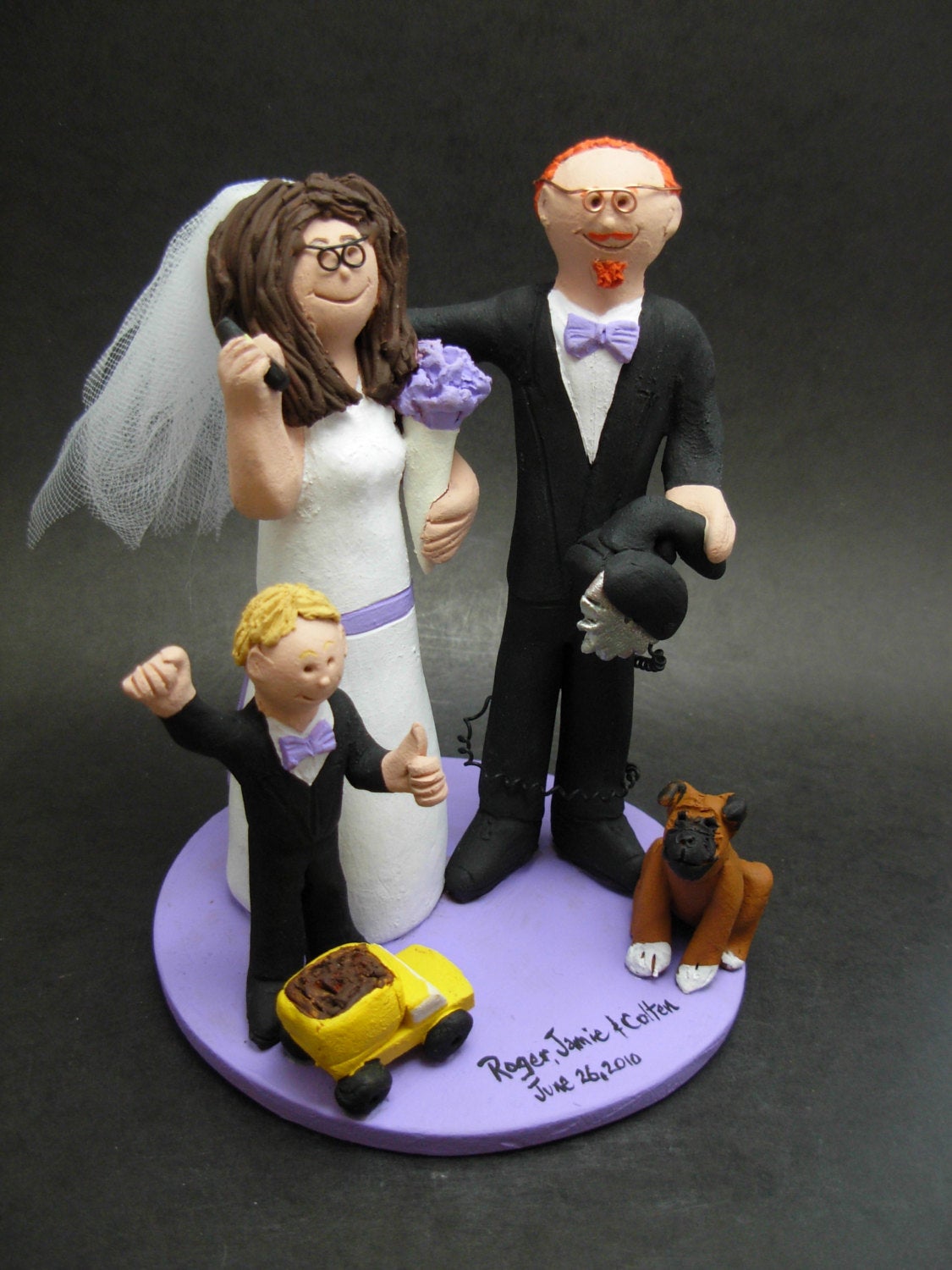 Mixed Family Wedding Cake Topper - Blended Family Wedding Cake Topper - Wedding Cake Topper with 2 Children - With Kids Wedding Cake Topper - iWeddingCakeToppers