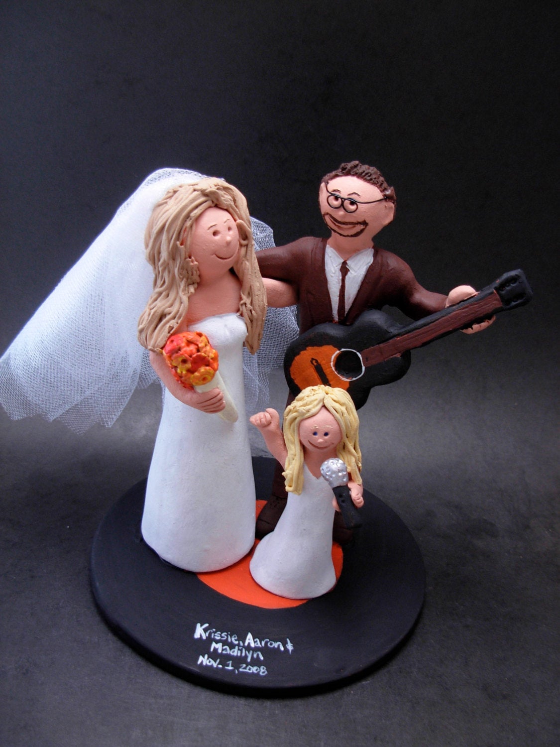 Mixed Family Wedding Cake Topper - Blended Family Wedding Cake Topper - Wedding Cake Topper with 2 Children - With Kids Wedding Cake Topper - iWeddingCakeToppers