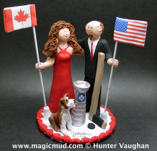 International Flags Wedding Cake Topper - Canadian Flag Wedding Cake Topper - American Flag Wedding Cake Topper - Old Glory Caketopper