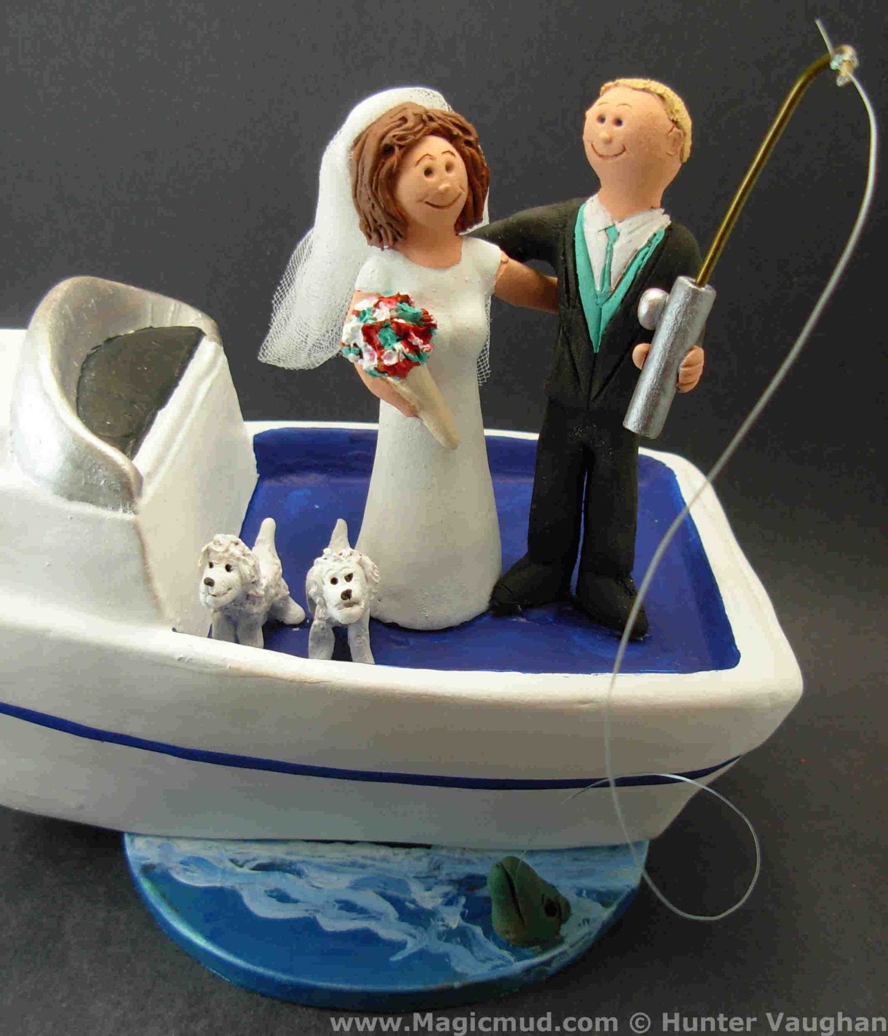Boating Wedding Cake Topper - Yachting Wedding Cake Topper - Sailboat Wedding Cake Topper - Bride and Groom in Boat Wedding Cake Topper - iWeddingCakeToppers