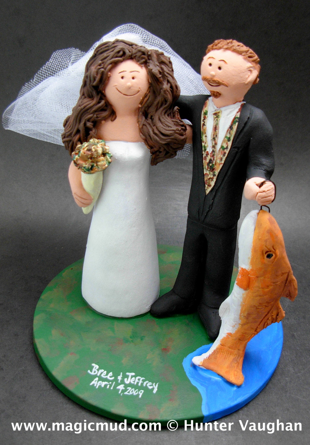 Personalized Fisherman' s Wedding Cake Topper, custom made to order fishing wedding cake topper - Canoe and Kayak Wedding Cake Topper - iWeddingCakeToppers