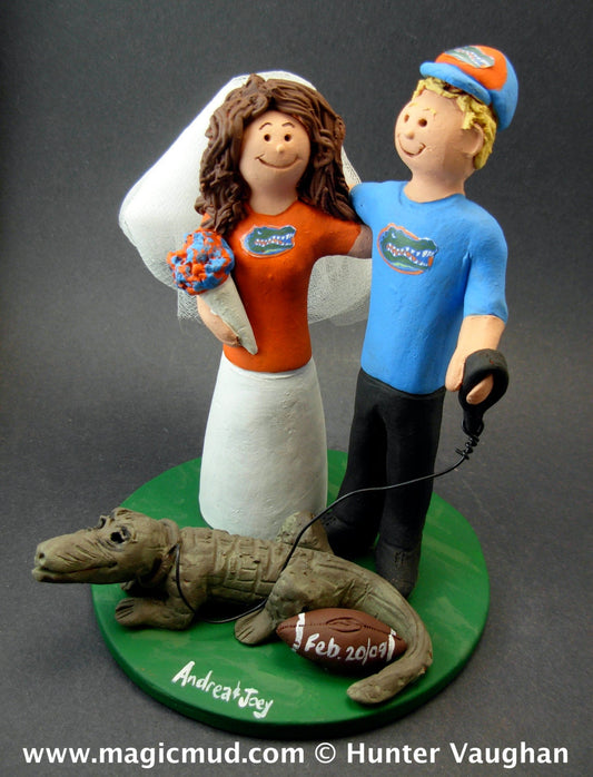 Florida Gators Football Wedding Cake Topper, Florida Gators Wedding Anniversary Gift/Cake Topper, Gators NFL Football Wedding Cake Figurine,