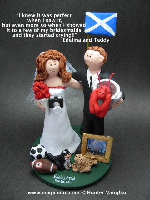 Personalized Custom made Wedding Cake Topper - Fashionista's Wedding Cake Topper - Personalized Wedding Cake Topper with a Lobster - iWeddingCakeToppers
