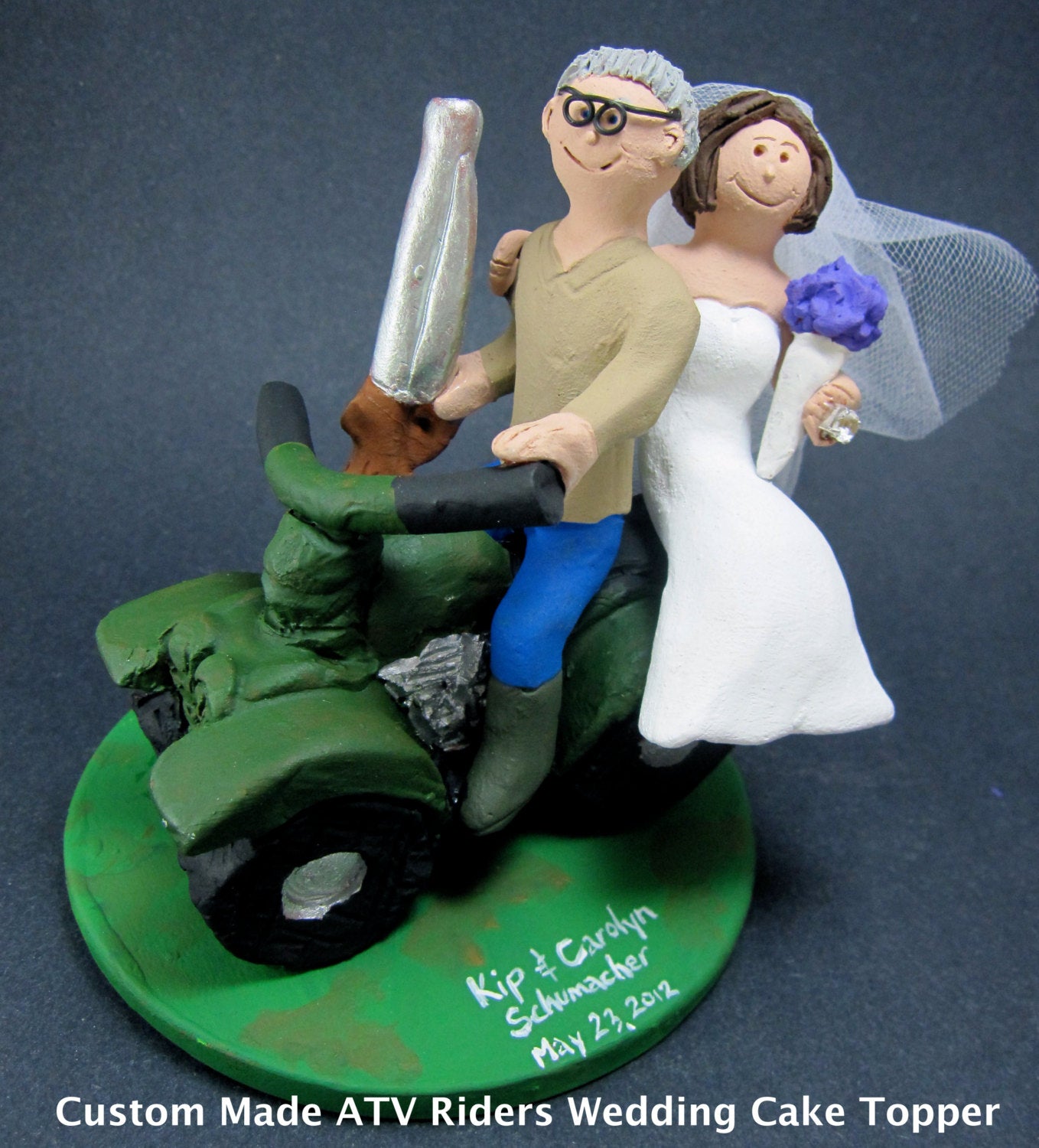 Custom ATV Riders Wedding Cake Topper, All Terrain Vehicle Wedding Cake Topper, Off Road Vehicle Wedding Cake Topper, ATV Riders Cake Topper - iWeddingCakeToppers