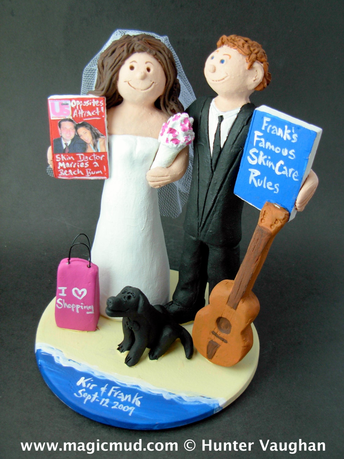 Acoustic Guitarist's Wedding Cake Topper, Guitar Wedding Cake Topper, Wedding Cake Topper with Daughter, Step Daughter Wedding Cake Topper