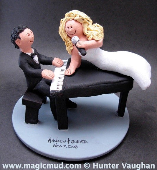 Singing Bride's Wedding Cake Topper, Piano Players Wedding Cake Topper, Lounge Singers Wedding Cake Topper, Singing Diva Wedding Cake Topper
