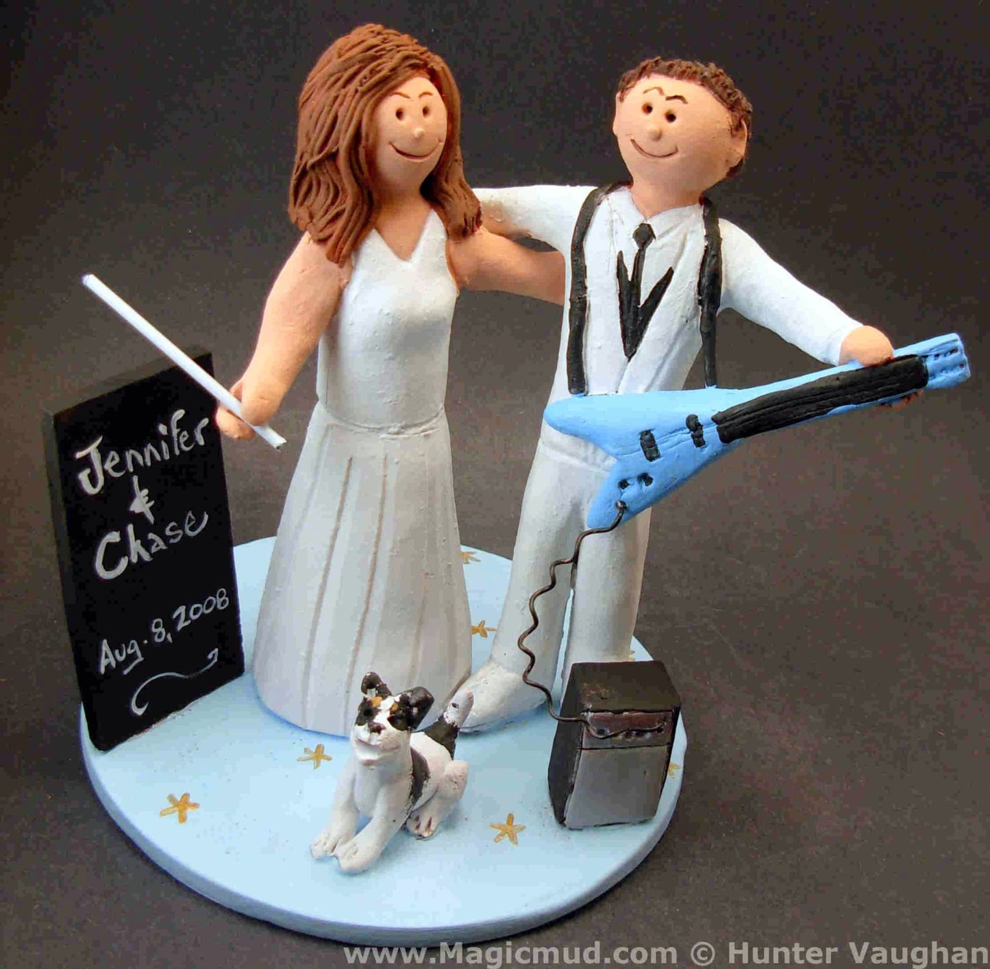 Rock Guitarist's Wedding Cake Topper, Guitar Wedding Cake Topper, Singing Bride Wedding Cake Topper, Rock n Roll Bride and Groom CakeTopper - iWeddingCakeToppers