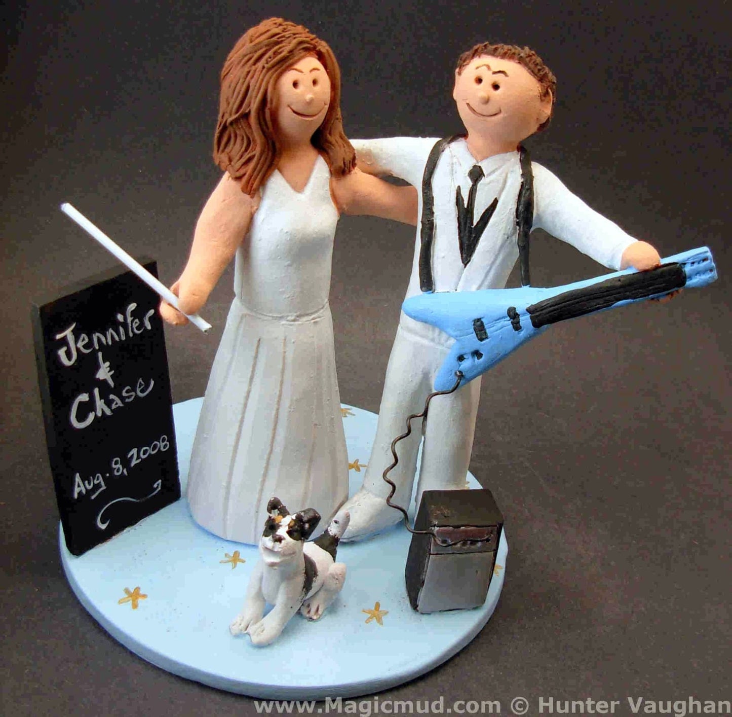 Rock Guitarist's Wedding Cake Topper, Guitar Wedding Cake Topper, Singing Bride Wedding Cake Topper, Rock n Roll Bride and Groom CakeTopper