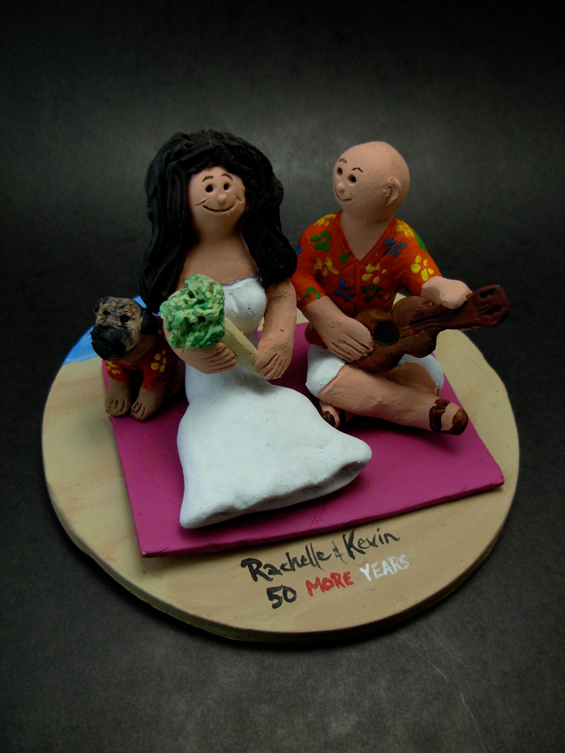 Acoustic Guitarist's Wedding Cake Topper, Guitar Wedding Cake Topper, Wedding Cake Topper with Daughter, Step Daughter Wedding Cake Topper