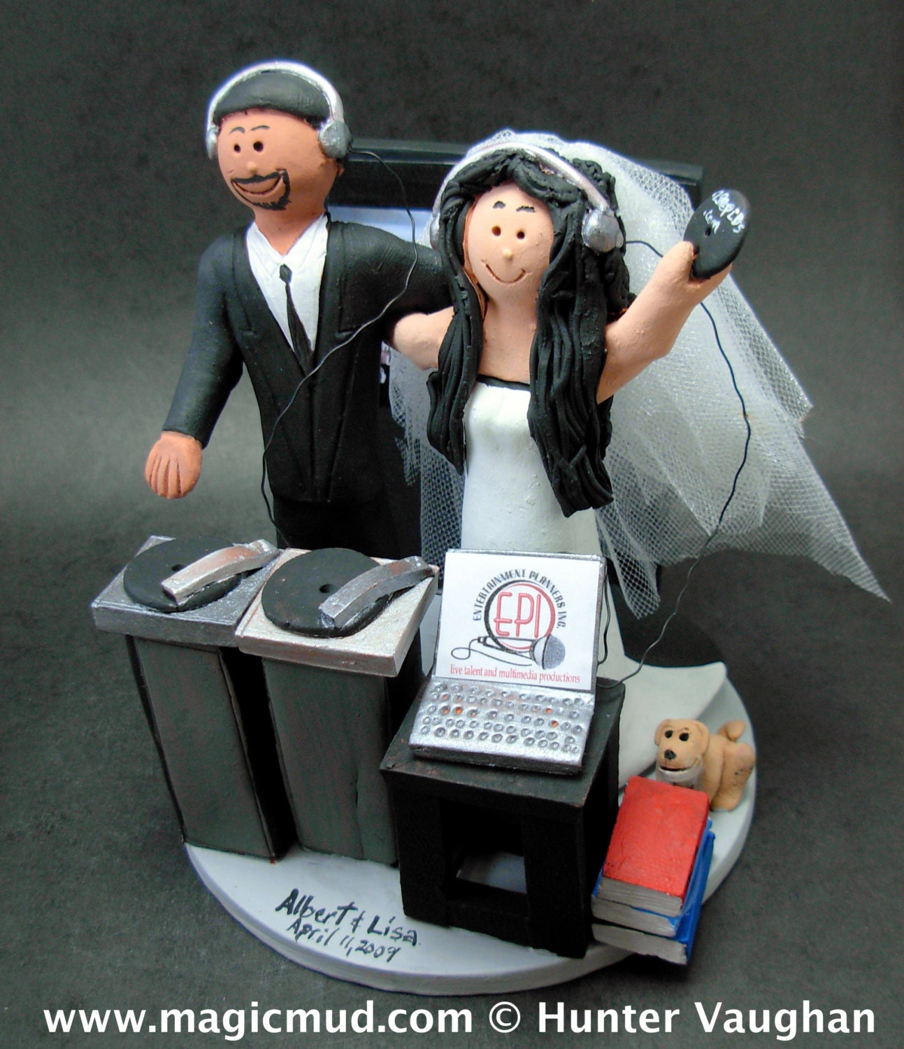 Hispanic Groom Marries American Bride Wedding Cake Topper - Custom Made to Order