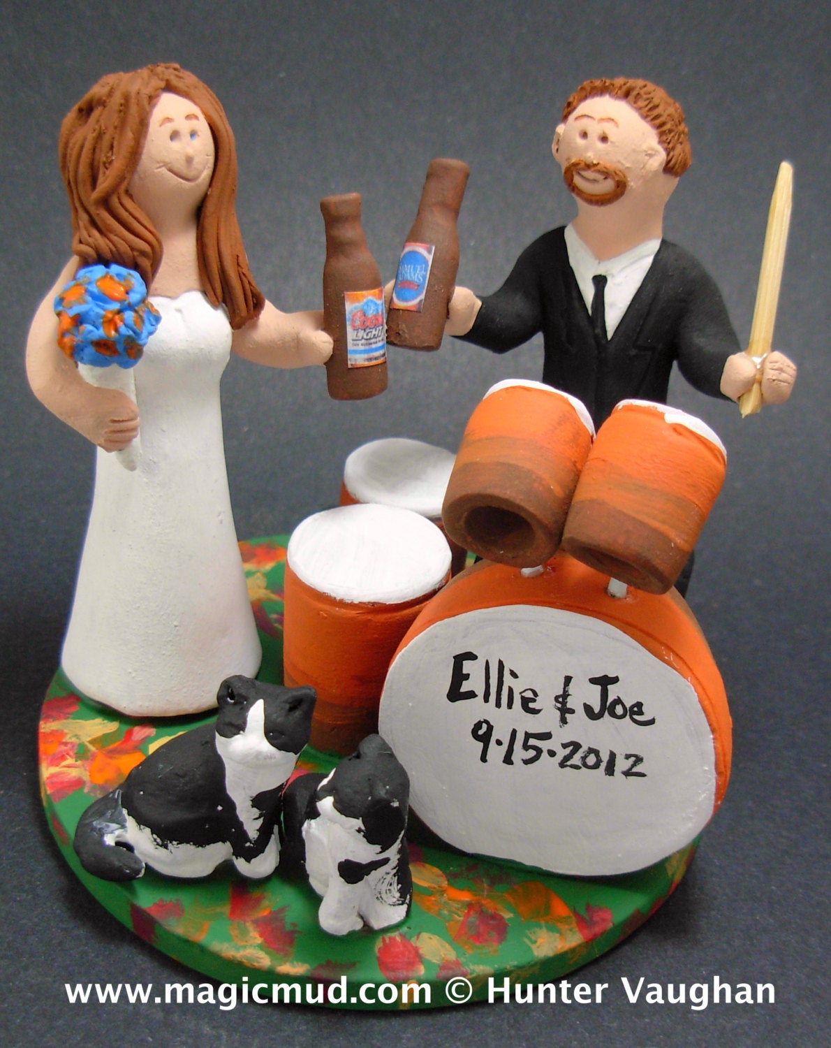 Drummer's Wedding Cake Topper, Drumming Wedding Cake Topper, Sign of the Horns Bride Wedding Cake Topper, Rock and Roll Wedding CakeTopper - iWeddingCakeToppers