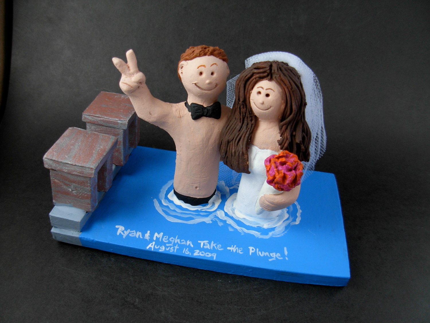 Swimmers in Pool Wedding Cake Topper, Swimming Pool Wedding Cake Topper, Hot Tub Wedding Cake Topper, Swimming Bride Wedding Cake Topper - iWeddingCakeToppers