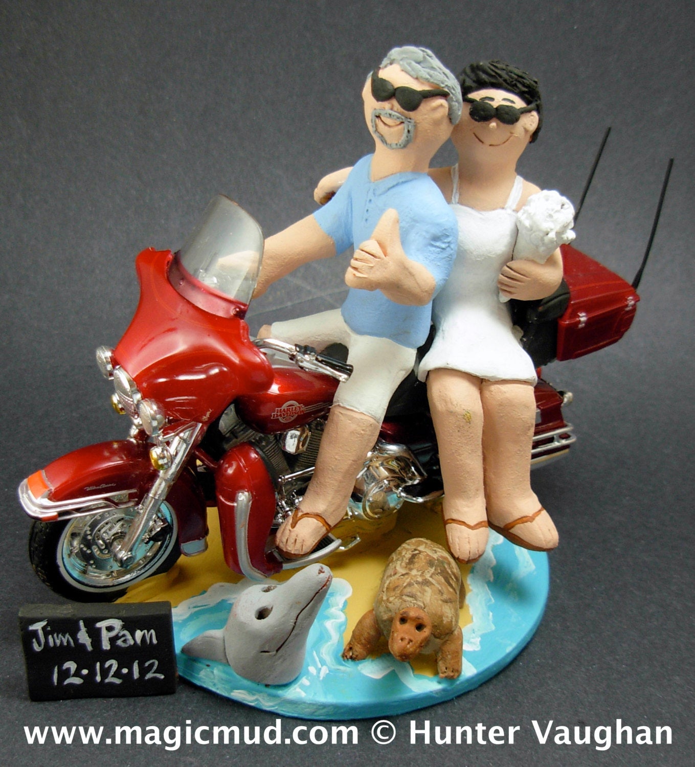 Harley Motorcycle Wedding Cake Topper, Wedding Cake Topper for Bikers, Motorcycle Wedding Cake Topper, Crescent Moon Wedding Cake Topper - iWeddingCakeToppers