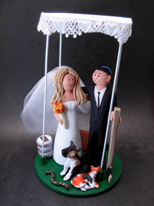 Jewish Wedding Cake Topper, Underneath a Chuppah Wedding Cake Topper, Wedding Cake Topper for a Jewish Marriage, Chuppah Wedding Cake Topper - iWeddingCakeToppers