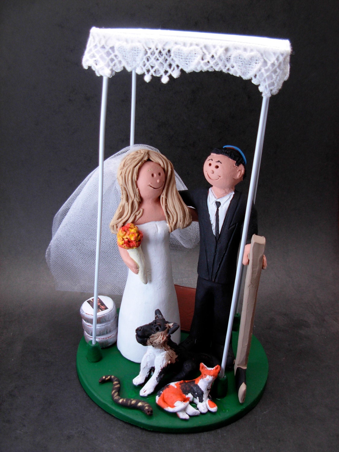 Under a Chuppah Wedding Cake Topper, Custom Made Jewish Wedding Anniversary Cake Topper, Jewish Marriage Figurine, Jewish Wedding CakeTopper