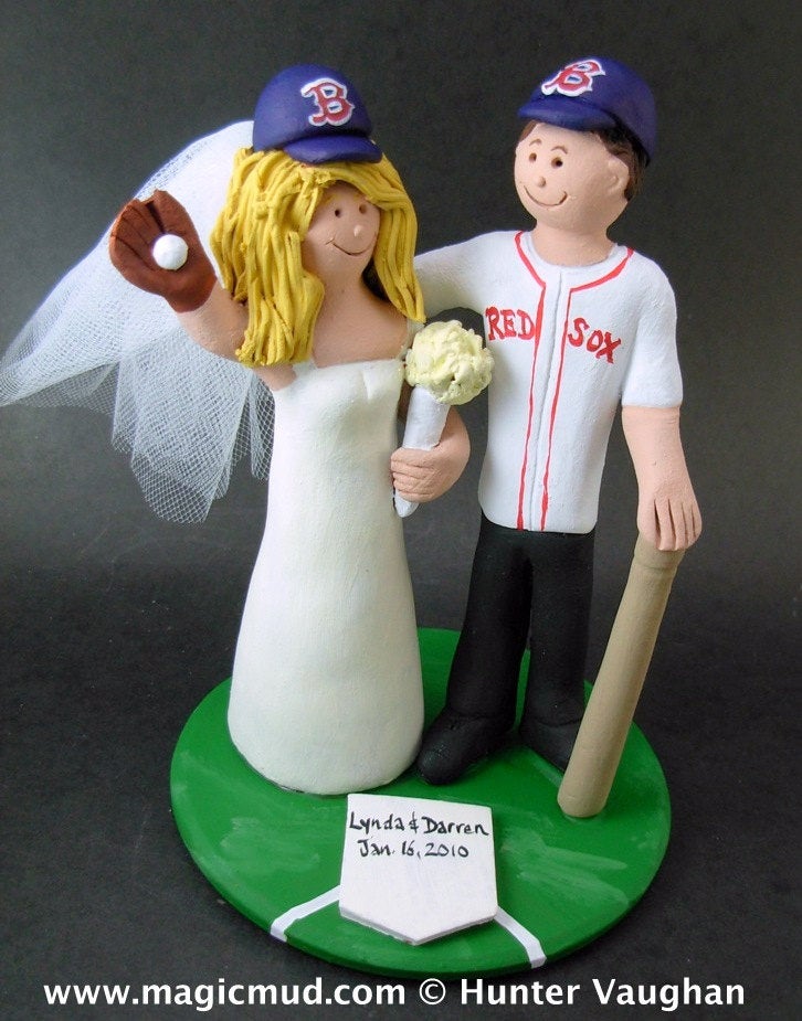 Boston Red Sox Baseball Wedding Cake Topper - iWeddingCakeToppers