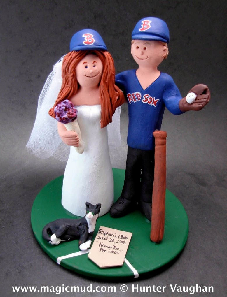 Boston Red Sox Baseball Wedding Cake Topper