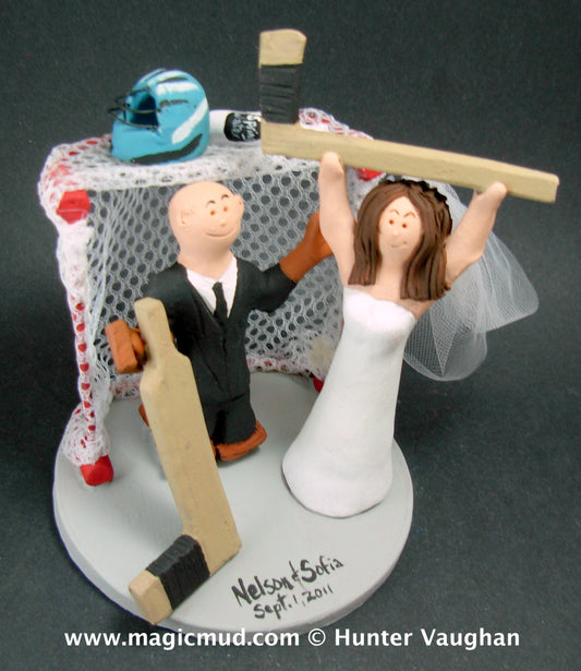 Hockey Bride Wedding Cake Topper, Goalie Groom Wedding Cake Topper, Hockey Wedding Cake Topper, Hockey Wedding Figurine, Wedding Cake Statue