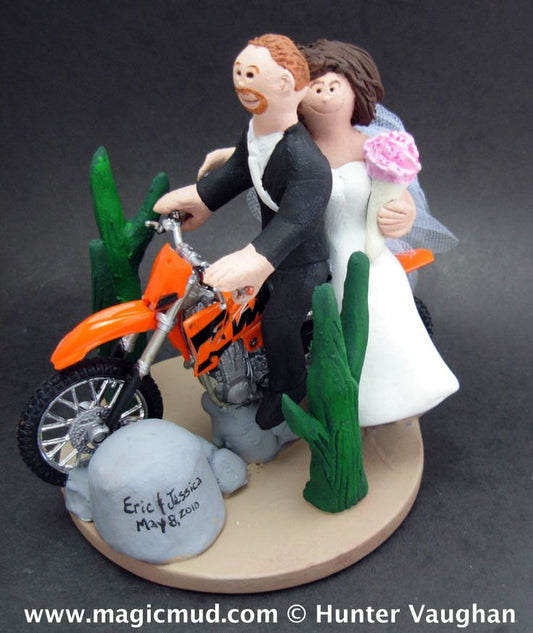 KTM Wedding Cake Topper, Dirt Bike Motorcycle Wedding Cake Topper, Off Road Motorcycle Wedding Cake Topper, Motorcycle Wedding Cake Topper - iWeddingCakeToppers