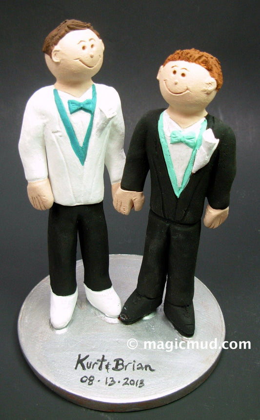 Customized same sex wedding cake topper, Gay Wedding Cake Topper, Caketopper for 2 Men, Two Grooms Caketopper, Gays Wedding Cake Topper - iWeddingCakeToppers
