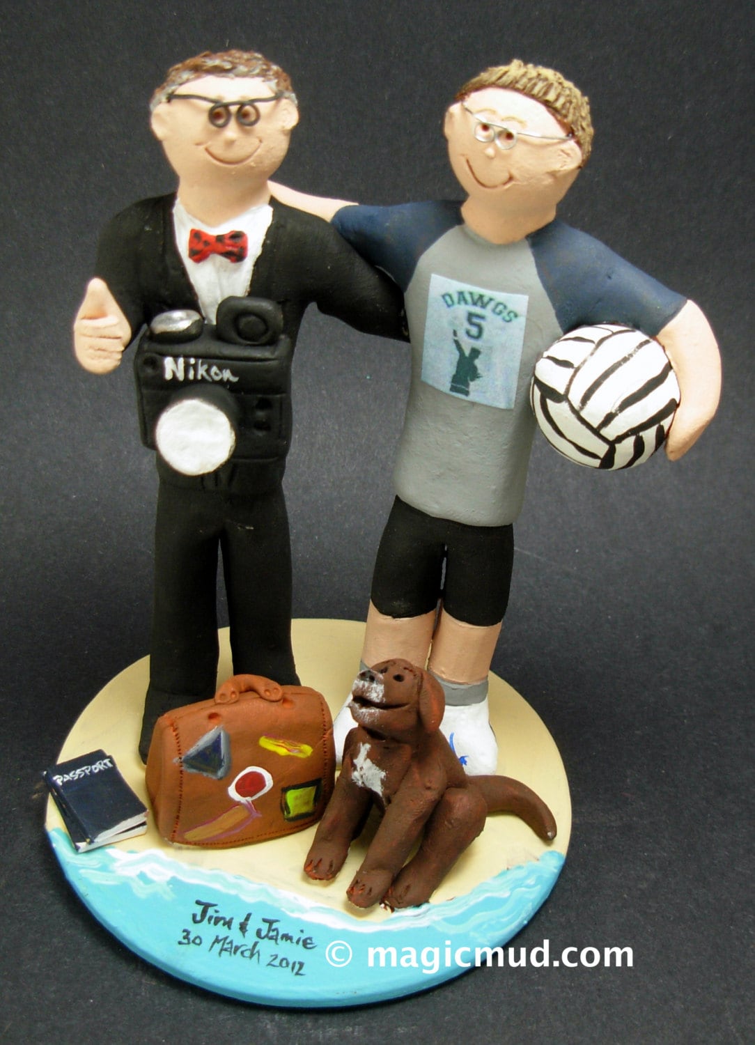 Same Sex Wedding Cake Topper , Gay Wedding Cake Topper, Caketopper for 2 Men, Two Grooms Caketopper, Florida Gays Wedding Cake Topper