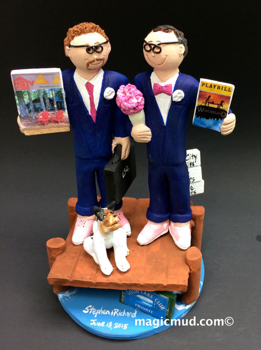 Gay Men's Wedding Cake Topper, Gay Wedding Cake Topper, Caketopper for 2 Men, Two Grooms Caketopper, Gays Wedding Cake Topper - iWeddingCakeToppers