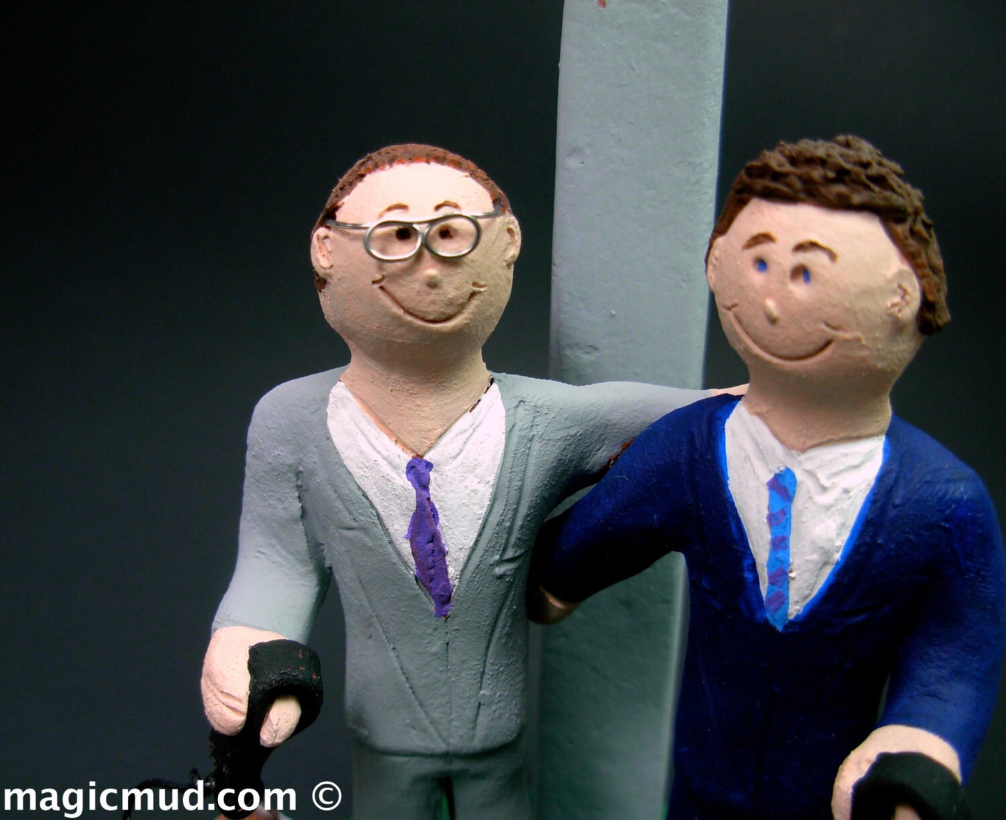 Same Sex Wedding Cake Topper with Pet Dogs , Gay Wedding Cake Topper, Caketopper for 2 Men, Two Grooms Caketopper, Gays Wedding Cake Topper